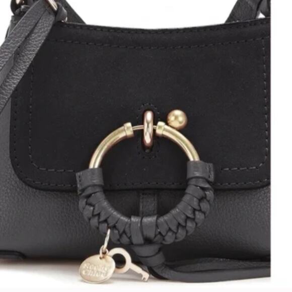 Chloe Joan Cross Body Black Leather/Suede Bag - Picture 5 of 16